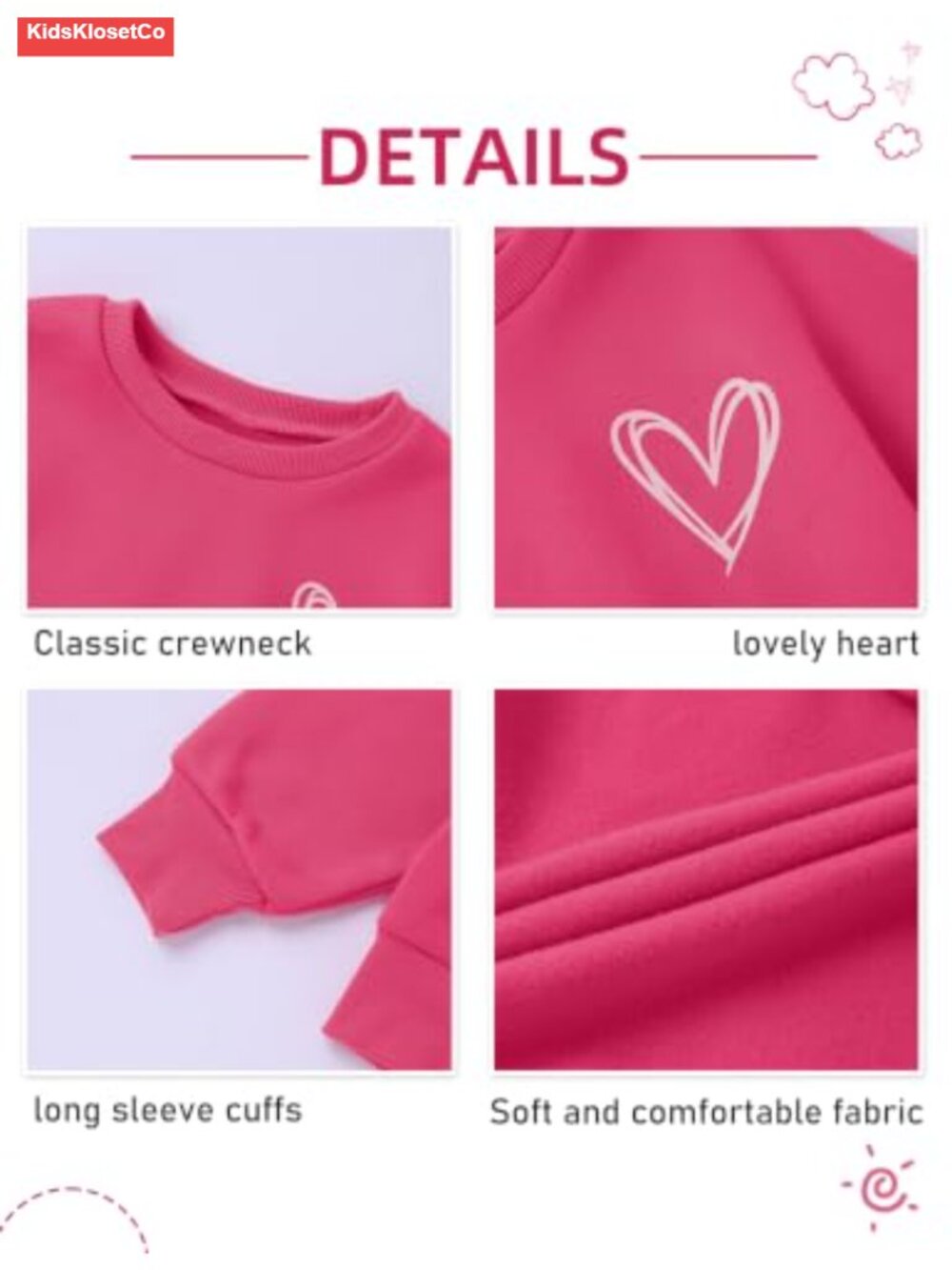 Girls 2 Piece Outfit Crewneck Sweatshirt & Flared Pants Set - Picture 4 of 6